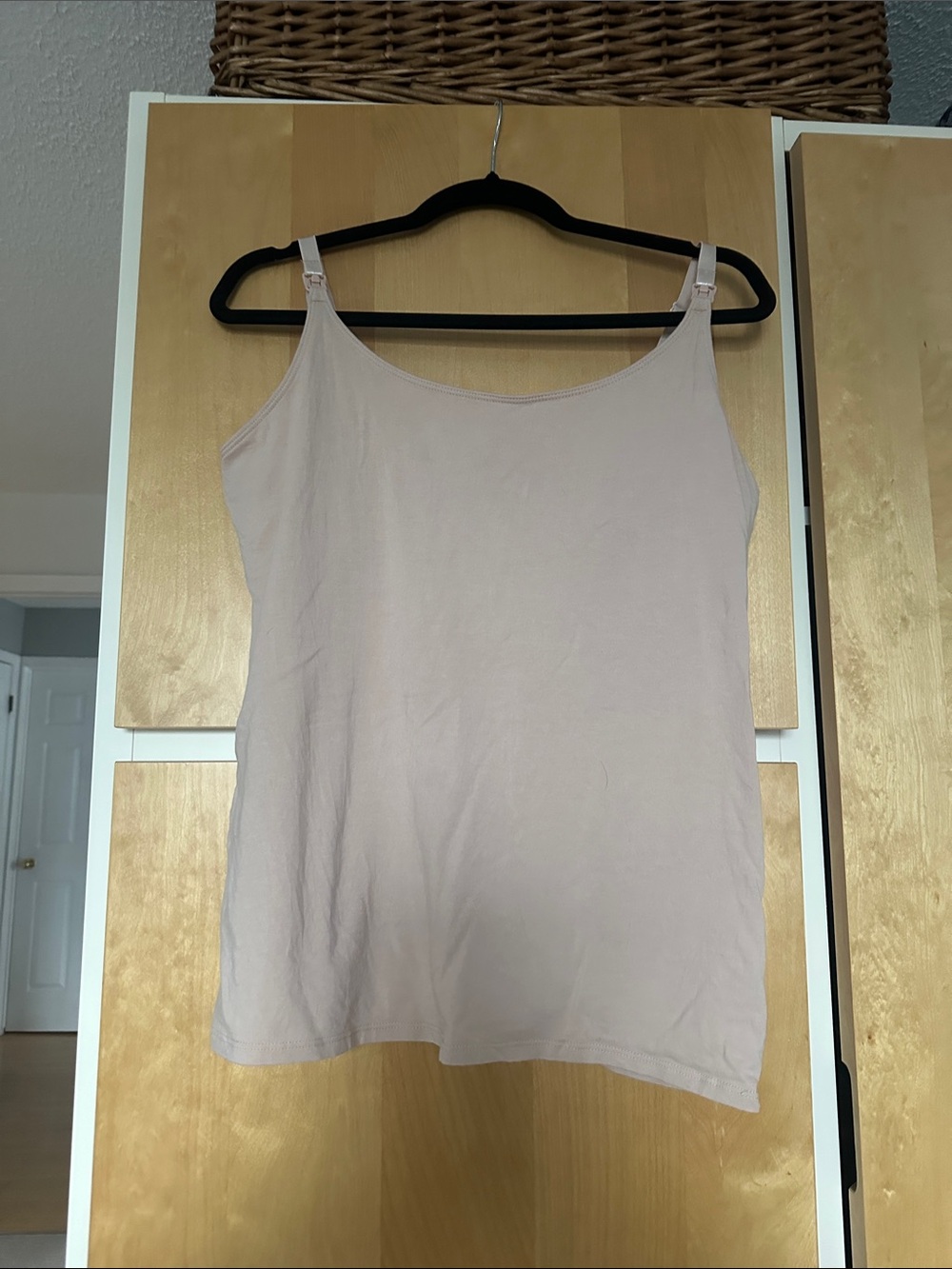 Women’s beige Basic Tank Top maternity nursing friendly